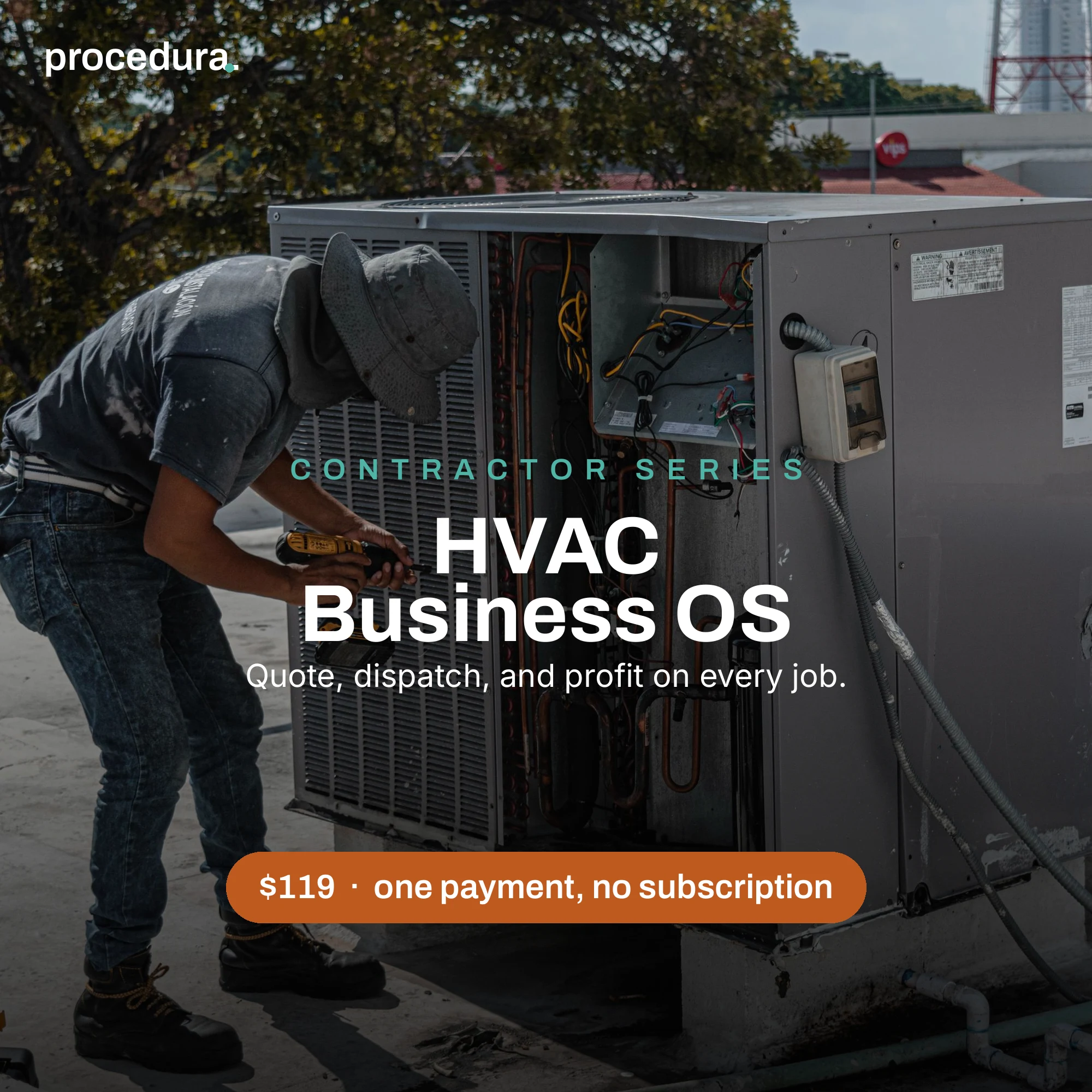 HVAC Business OS: seven-tab spreadsheet operating system preview